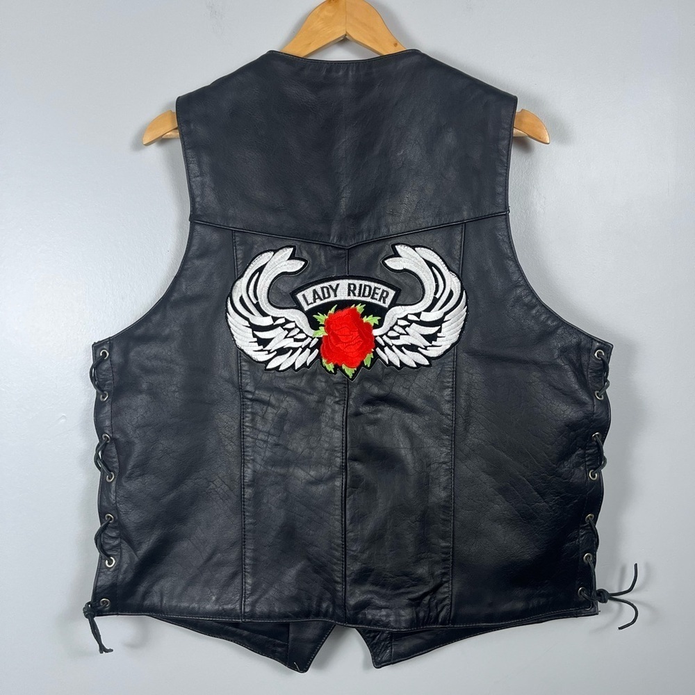 Yukon Jack Leather Lady Rider leather lace up side vest size XL